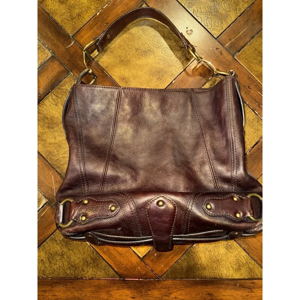 Vintage 2008 Michael Kors Collection‎ Burgundy Brown Leather Hobo Bag - Picture 2 of 9